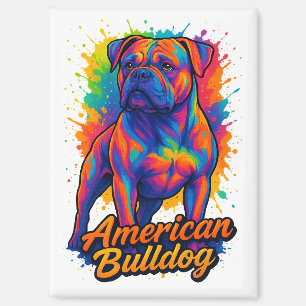 Imán Bulldog Pop Art American - Perro neón vibrante