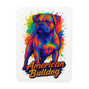 Imán Bulldog Pop Art American - Perro neón vibrante