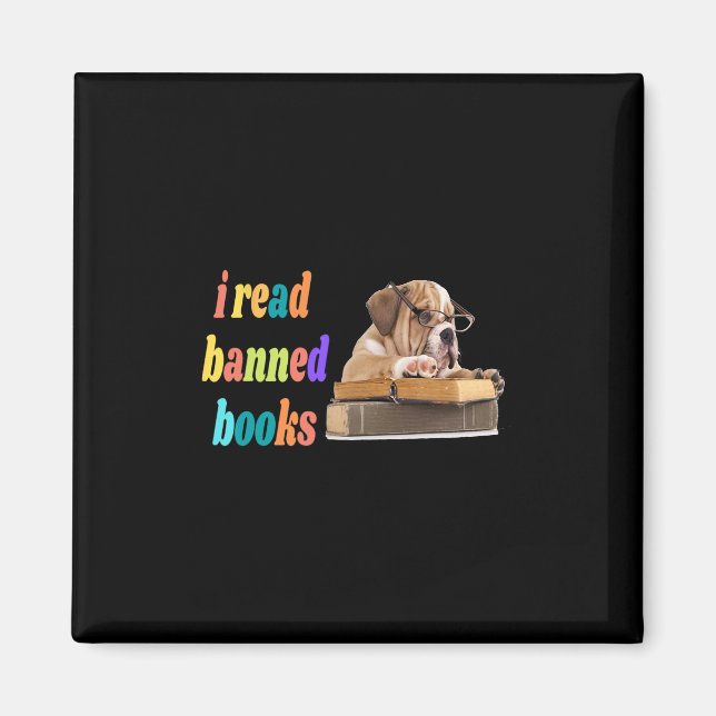 Imán Bulldog que leo libros prohibidos (Frente)