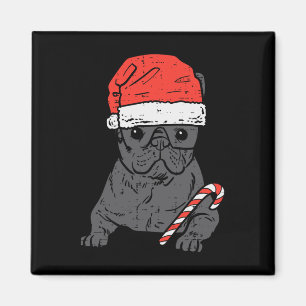 Imán Bulldog Santa Frenchie Navidades de perros Noche M