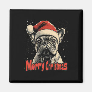 Imán Bulldog Santa Hat Feliz Navidad Navidad Perro Love