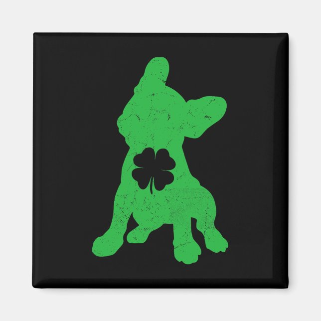 Imán Bulldog Shamrock St Patrick Day Dueño de Frenchie  (Frente)