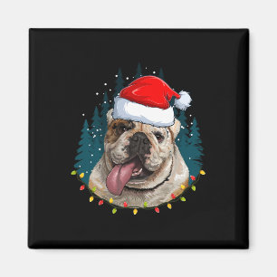 Imán Bulldog usando Navidad de Santa Hat - Bulldog Love