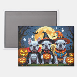 Imán Bulldoges franceses Calabaza Halloween Divertido