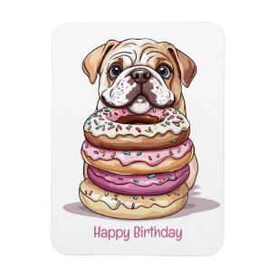Imán Bulldoges ingleses de cumpleaños feliz