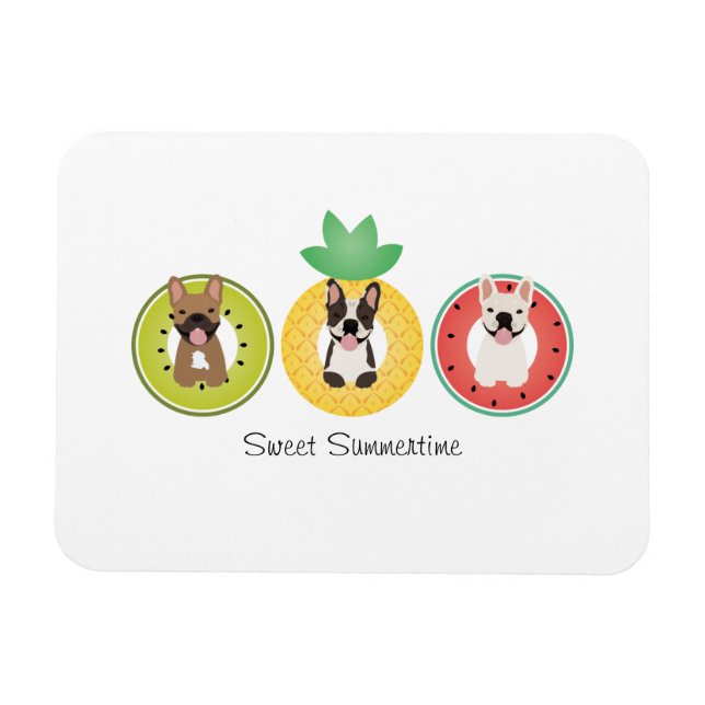 Imán Bulldogs Franceses En Flotadores De Frutas (Horizontal)