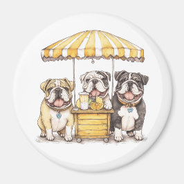 Imán Bulldogs Ingleses Dirigiendo Un Puesto De Limonada