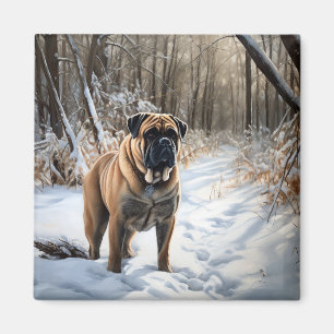 Imán Bullmastiff Deja que nieve Navidad