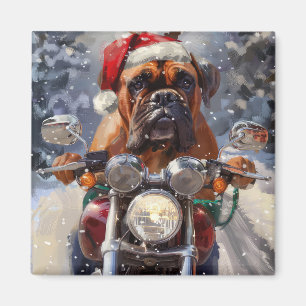 Imán Bullmastiff Perro Montando Motocicleta Navidad