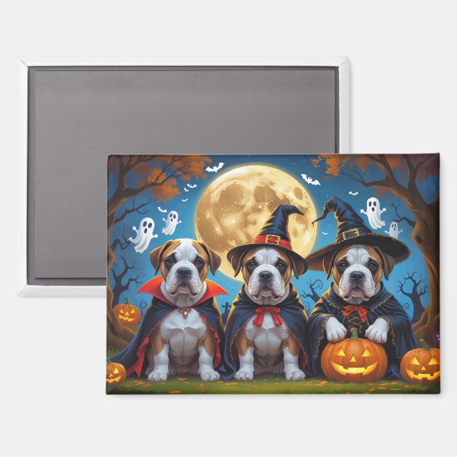 Imán Bullmastiff Perros Calabaza Halloween Funny (Anverso/Reverso)