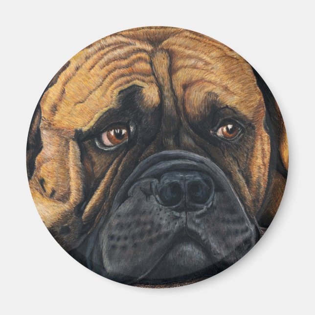 Imán Bullmastiff Waiting - Arte de la raza de perro (Frente)