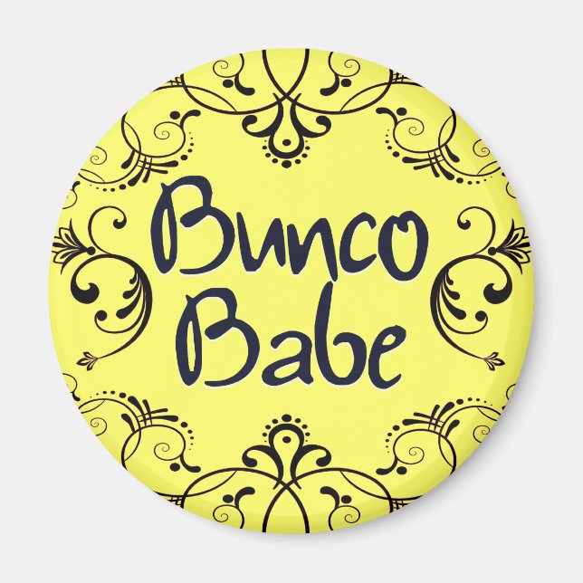 Imán Bunco Babe con botón Swirls (Frente)