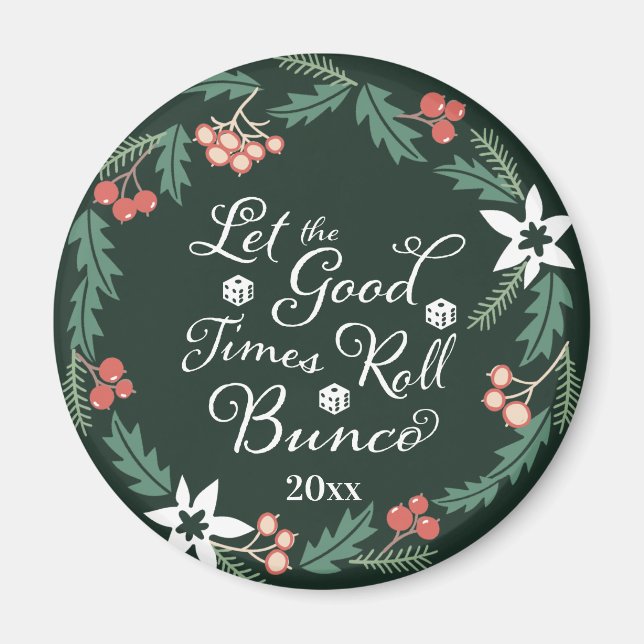Imán Bunco Merry Christmas Holiday Wreath Dice (Frente)