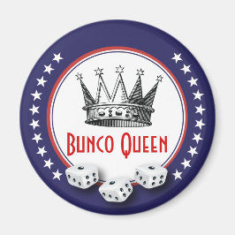 Imán Bunco Queen Magnet rojo, blanco y azul con estrell