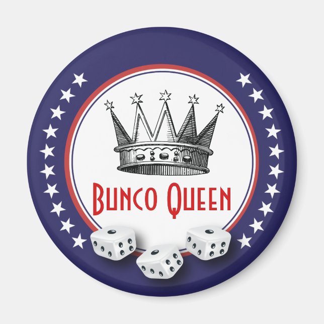 Imán Bunco Queen Magnet rojo, blanco y azul con estrell (Frente)