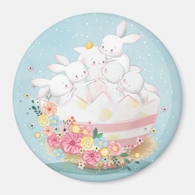 Imán Bunnies de acuarela cúpula (Frente)