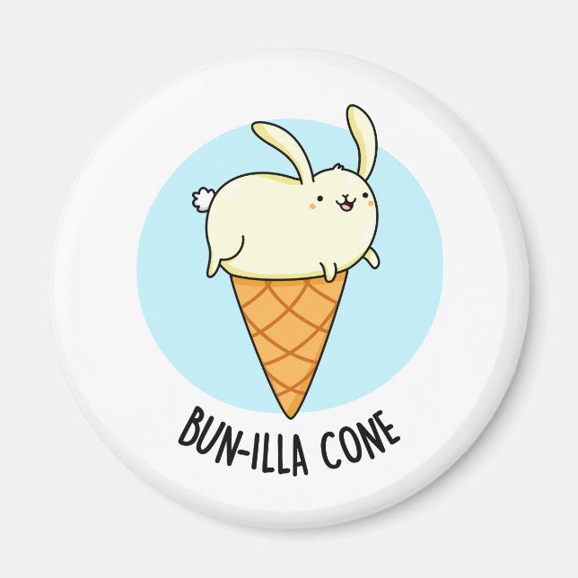Imán Bunnilla Cone Funny Bunny Vanilla Ice Cream Pun (Frente)