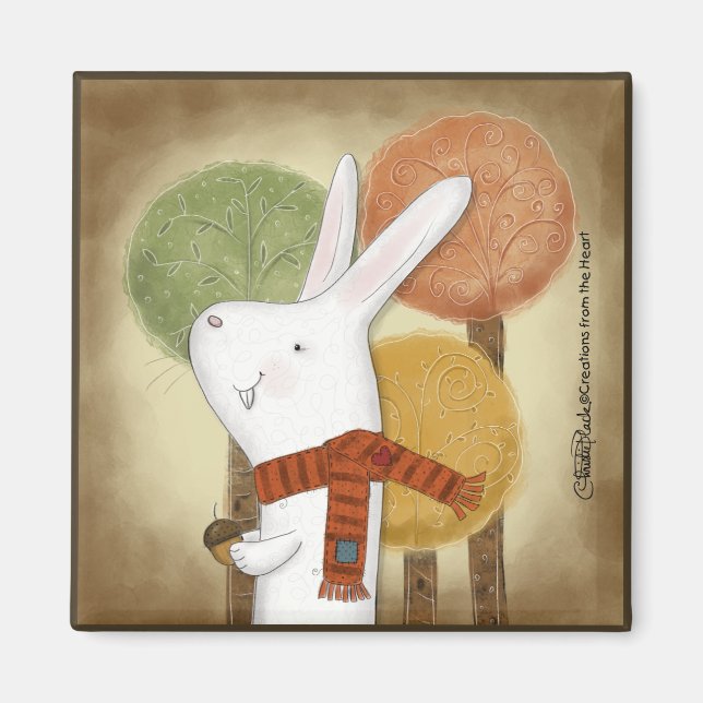 Imán Bunny de Woodland con Acorn (Frente)