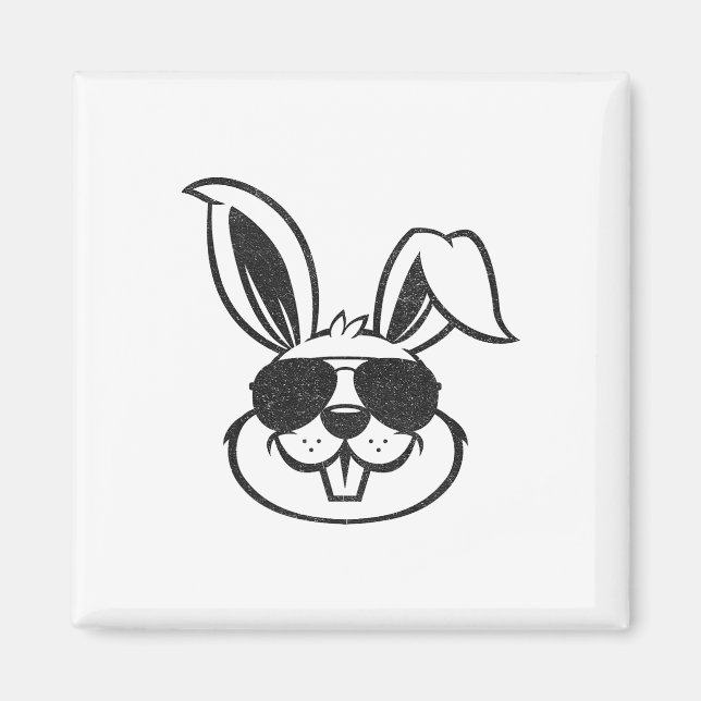 Imán Bunny Face con Sungles Rabbit Easter Day Hombres (Frente)