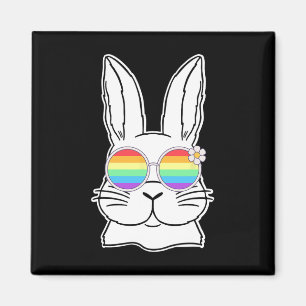 Imán Bunny Gay Pride Lgbtq Bunny Rainbow Sungles Happy