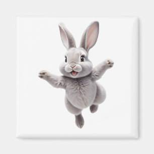 Imán Bunny Happy Playful Jumping En El Conejo Aéreo