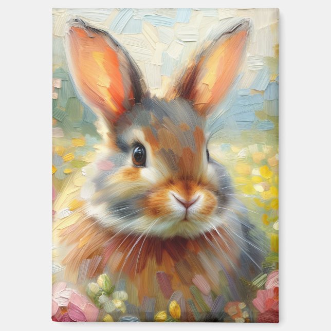 Imán Bunny in Floral Field  (Anverso)
