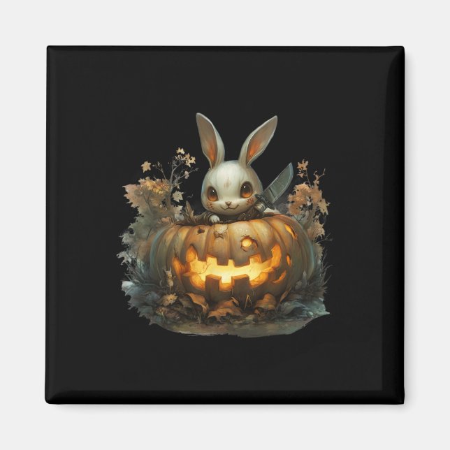 Imán Bunny Mayhem Creepe Halloween Bunny Pumpkin (Frente)