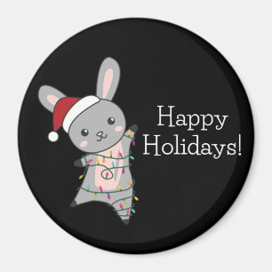 Imán Bunny Merry Christmas Winter Animals Rabbits
