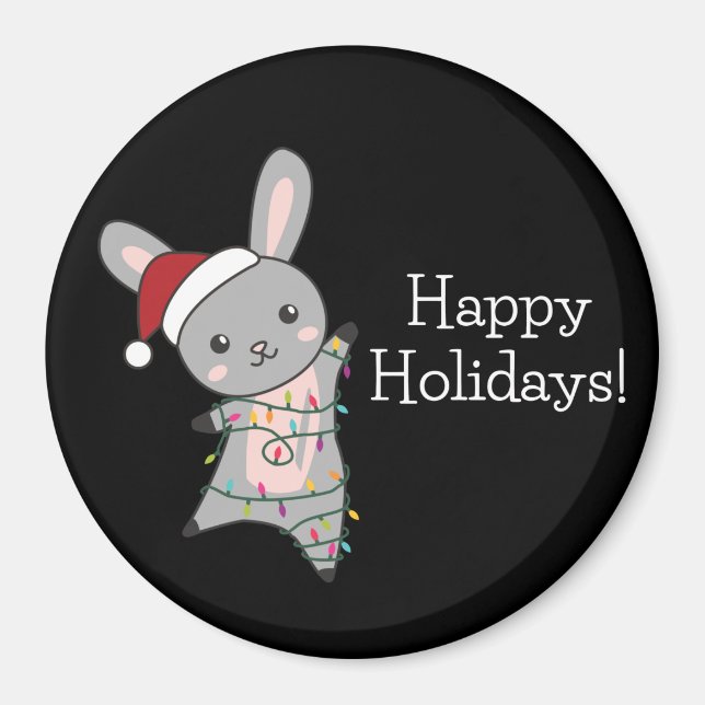Imán Bunny Merry Christmas Winter Animals Rabbits (Frente)
