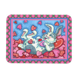 IMÁN BUNNY RABBIT & COLORIDOS CORAZONES VALENTINAS DE L