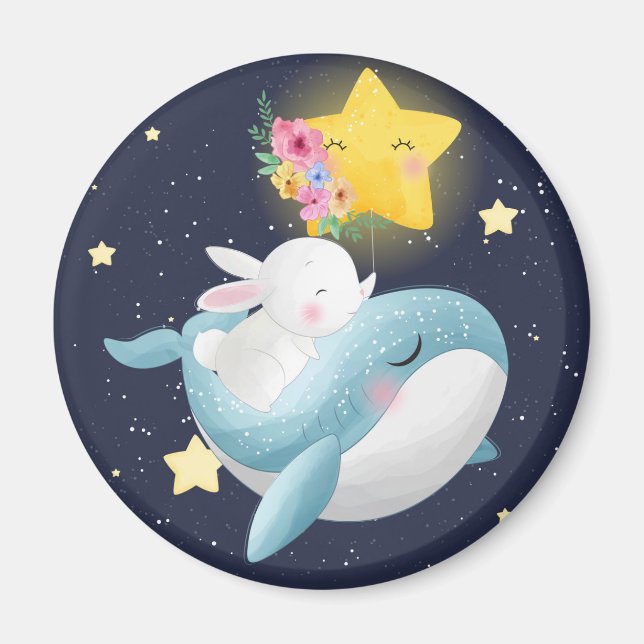 Imán Bunny Riding A Whale (Frente)