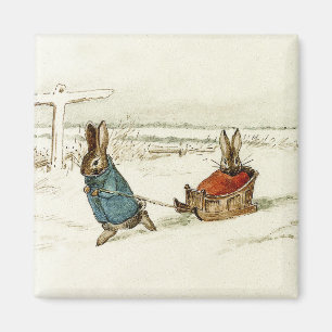 Imán "Bunny Sleigh Ride" por Beatrix Potter