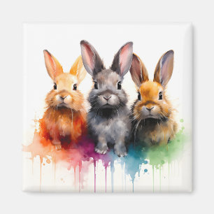 Imán Bunny Trio Watercolor