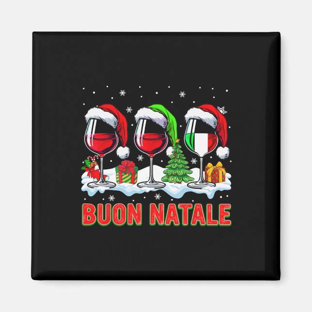 Imán Buon natale alegres navidades italianas tres santa (Frente)
