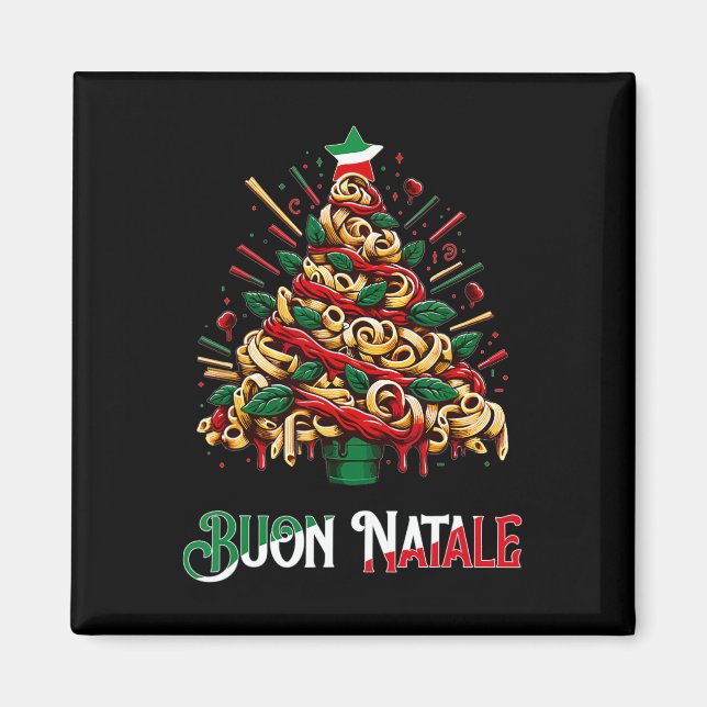 Imán Buon natale pasta italiana navidad árbol de navida (Frente)