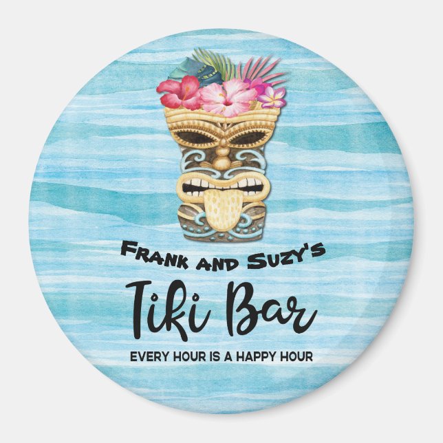 Imán Buque de crucero Monogramado Luau Tiki Bar (Frente)