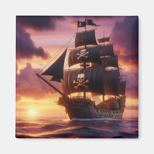 Imán Buque pirata al amanecer (Frente)