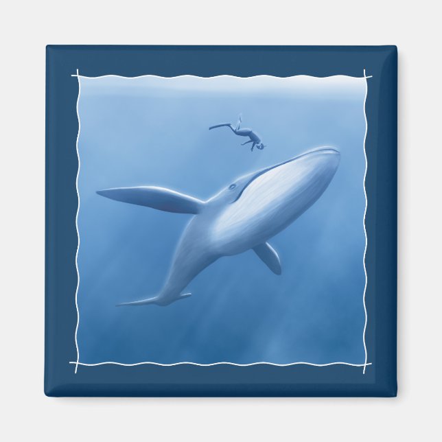 Imán Buques de buceo - Buceo y ballena de Scuba (Frente)