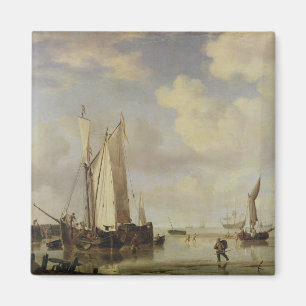 Imán Buques holandeses hacia la orilla y hombres que se