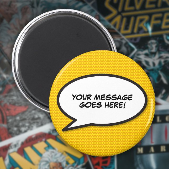 Imán Burbuja de diálogo de cómic de mensaje personaliza (Custom Message Comic Book Speech Bubble Magnet)