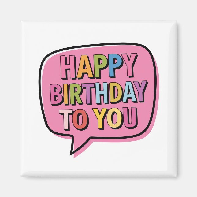 Imán Burbuja de Feliz Cumpleaños (Frente)