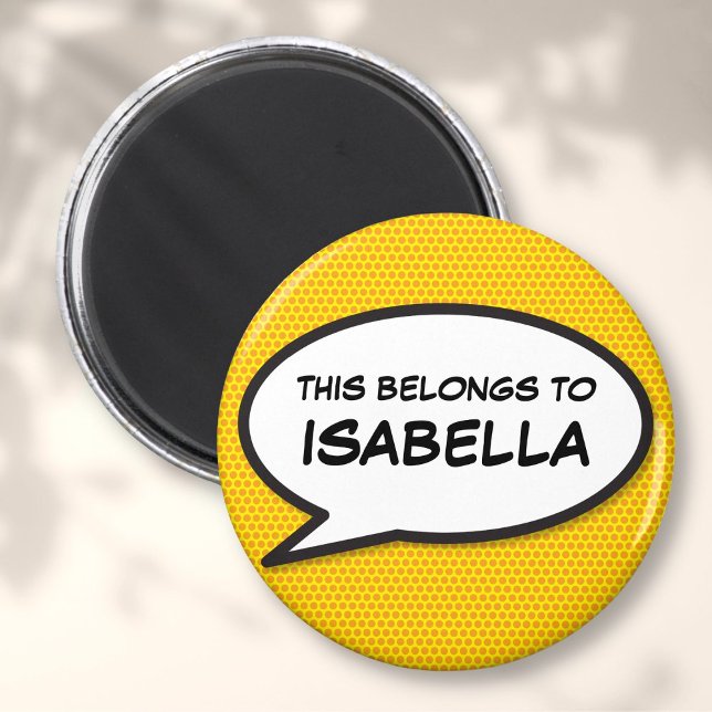 Imán Burbuja personalizada de historietas divertidas (Personalized Fun Comic Book Speech Bubble Magnet)