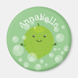 Imán Burbujas de cal verde suave ilustracion personaliz