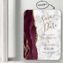 Imán Burgundy Gold Agate Marble Salva la Fecha