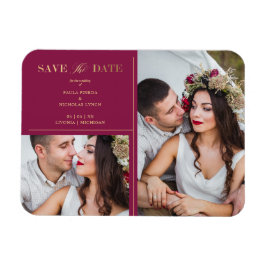 Imán Burgundy Golden 2 Photos Minimalist Wedding Date
