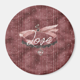 Imán Burgundy Pink Bow Heart Necklace