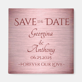 Imán Burgundy Rose Gold Save the Date Custom Wedding
