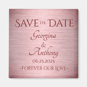 Imán Burgundy Rose Gold Save the Date Custom Wedding