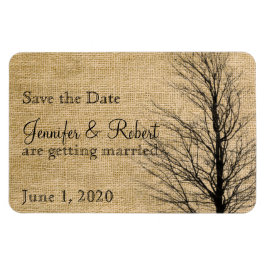 Imán Burlap y Birch Posh Wedding Salven la fecha