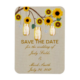 Imán Burlap Yellow Mason Jars Save The Date Magnet